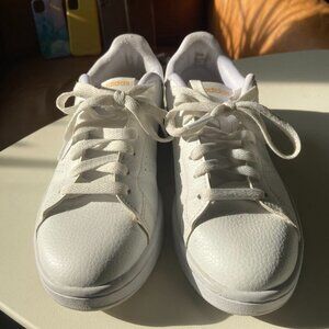 White Leather Adidas Sneakers with Gold Details